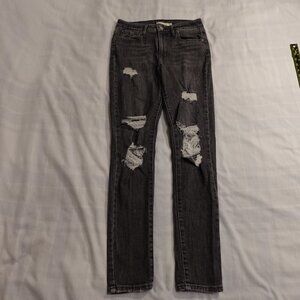 Levi's jeans 721 High Rise Skinny‎ women's 27 black distressed black tab